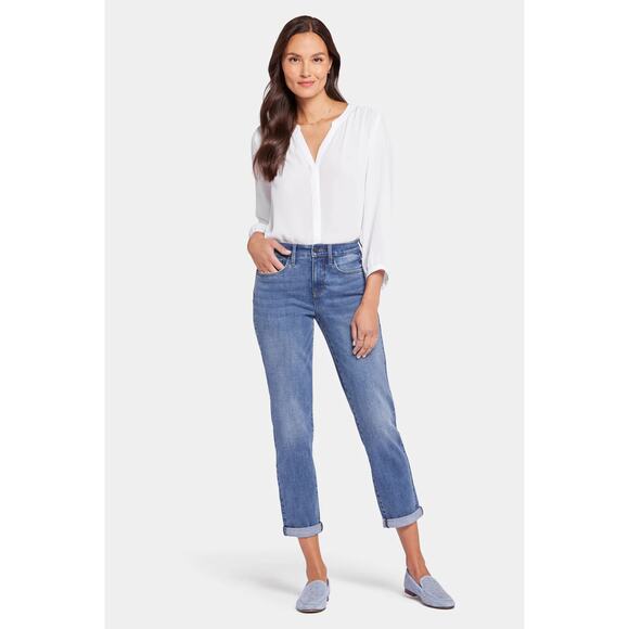 NYDJ Margot Girlfriend Jeans Rockie Medium Blue Wash Relaxed Slim Straight leg - Picture 1 of 6